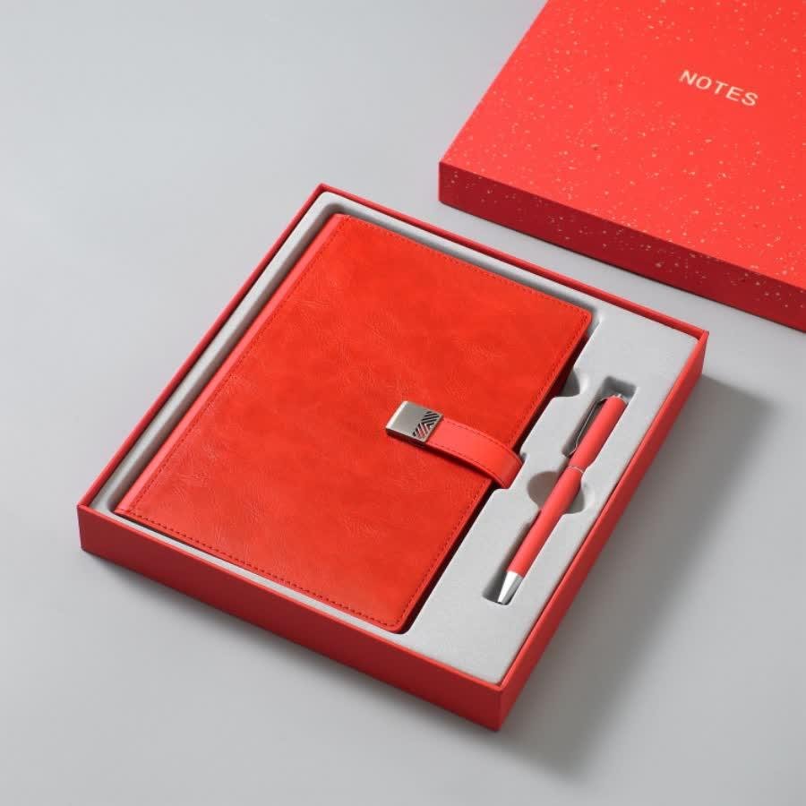 中國紅系列平裝貼芯筆記本套裝 4