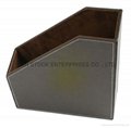 Faux Leather Magazine File Brown 