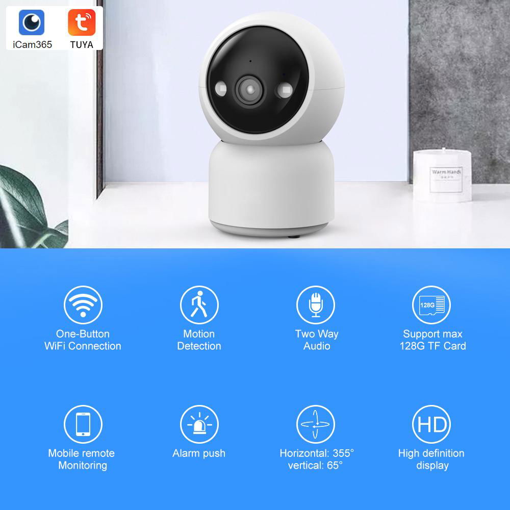 Tuya Smart Surveillance Camera 360 Degree Shaking Detection Alarm Push APP 