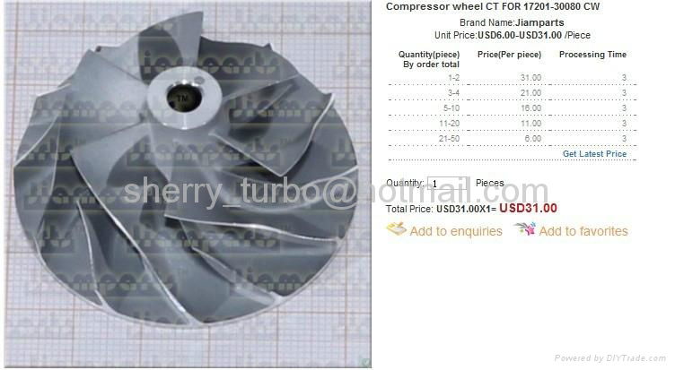 Supply Turbocharger compressor wheel KP35 5439-123-2001 3