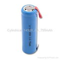 14500 battery,3.7V750mAh battery,cylindrical battery,li-ion battery