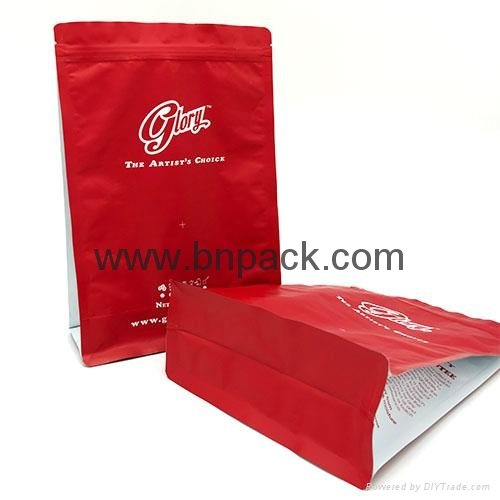 Glossy printing laminated aluminum foil stand up gusset bag with valve
