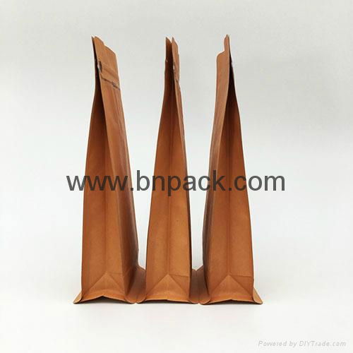 stand up flat bottom coffee packing pouches kraft paper bag 3