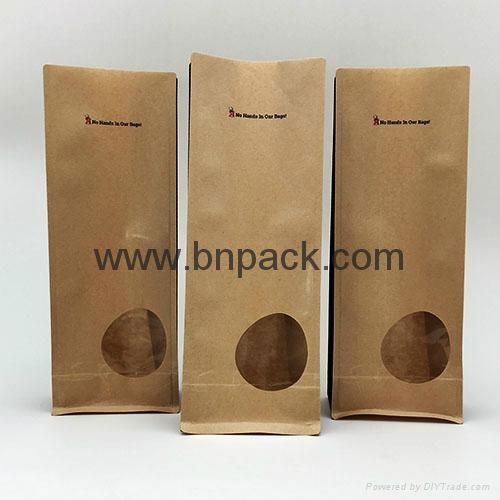 stand up flat bottom coffee packing pouches kraft paper bag 5