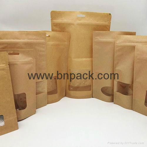 Food grade brown white kraft paper bag zipper stand up pouch for nougat 2