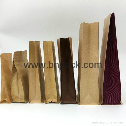 brown kraft paper gusseted bag for coffee bean packaging