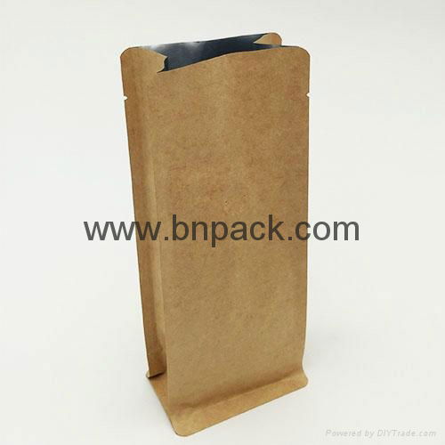 Custom print block bottom aluminum foil lined brown paper bag 2