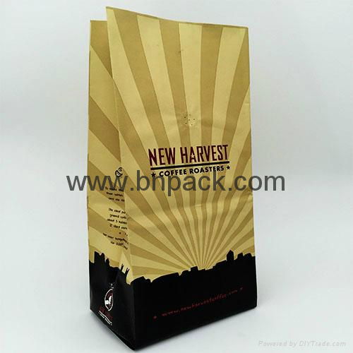 Custom print block bottom aluminum foil lined brown paper bag 4