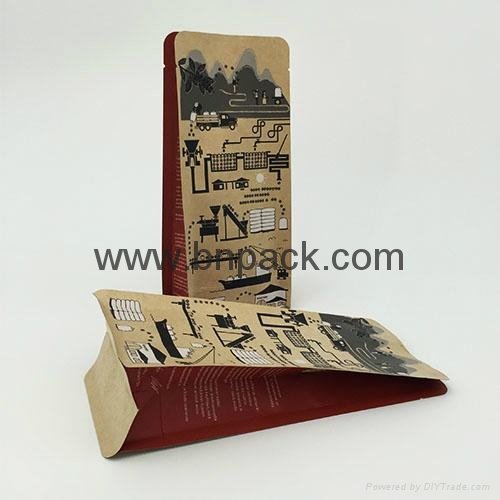 Custom print block bottom aluminum foil lined brown paper bag