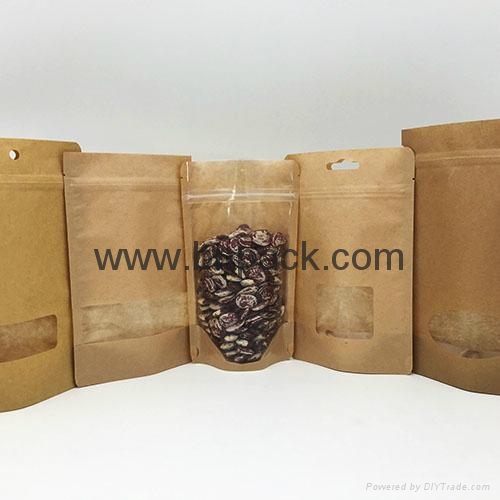 factory supply stand up kraft paper bag with customized window 2