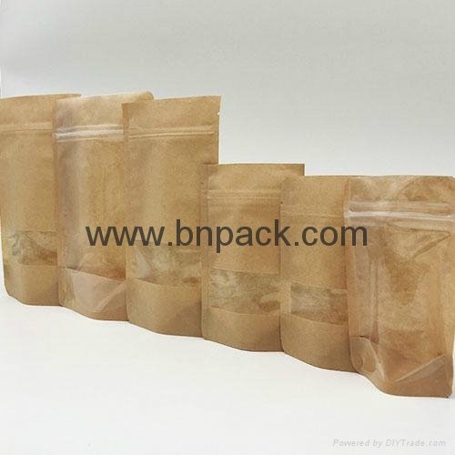 factory supply stand up kraft paper bag with customized window 3