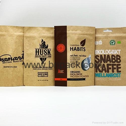 factory supply stand up kraft paper bag with customized window