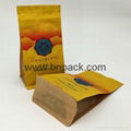 Top Zipper Kraft Paper box bottom pouch with Valve for coffee packaging 5