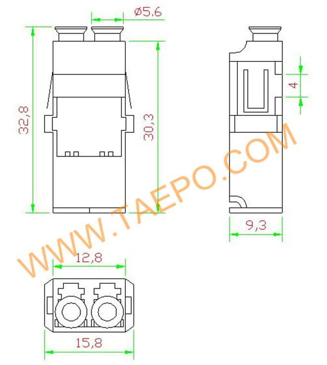 Singlemode duplex reduced flange shielded LC/APC Fiber optic adapter  5