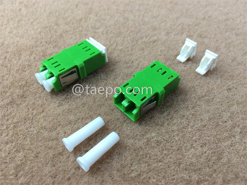 Singlemode duplex reduced flange shielded LC APC Fiber optic adapter  2