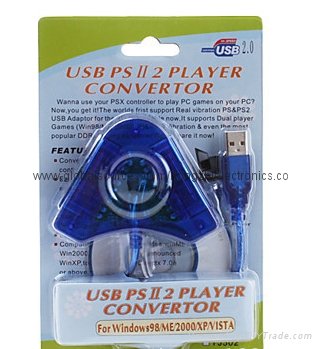 NewUSB Dual Player Converter Adapter Cable For PS2 Dual Playstation2PC 2