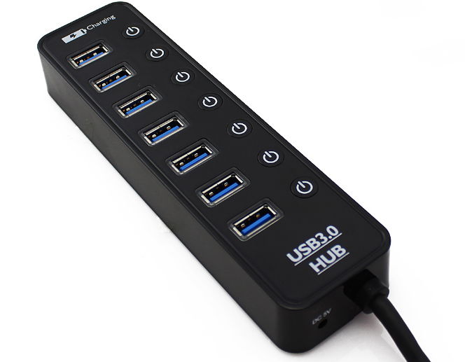 USB 3.0 HUB Super Speed External 7 Port USB Splitter with Micro USB Interface 3