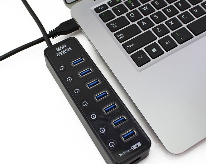 USB 3.0 HUB Super Speed External 7 Port USB Splitter with Micro USB Interface 4