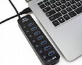 USB 3.0 HUB Super Speed External 7 Port USB Splitter with Micro USB Interface