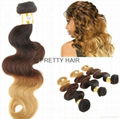 18"Ombre hair weft 3tone T1b-4-27