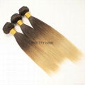 18"Ombre hair weft 3tone T1b-4-27