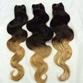 18"Ombre hair weft 3tone T1b-4-27