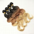 18"Ombre hair weft 3tone T1b-4-27