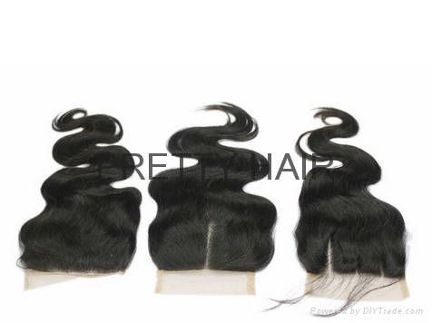 Cold fusion Brazilian virgin body hair lace closure 3