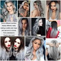  Silver Grey OmbreBrazilian Human Hair Extensions 3 Pcs 1B Grey Straight Hair 