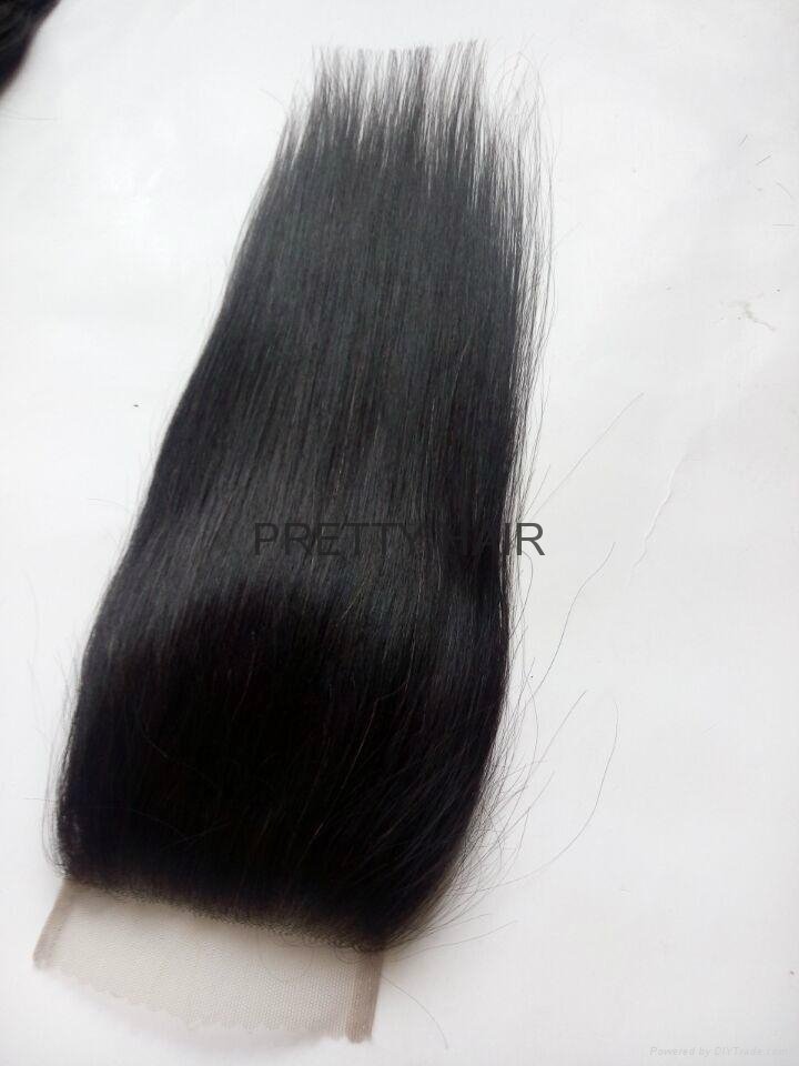 4x4 Natural Color Virgin Brazilian Hair Straight Lace closure 3