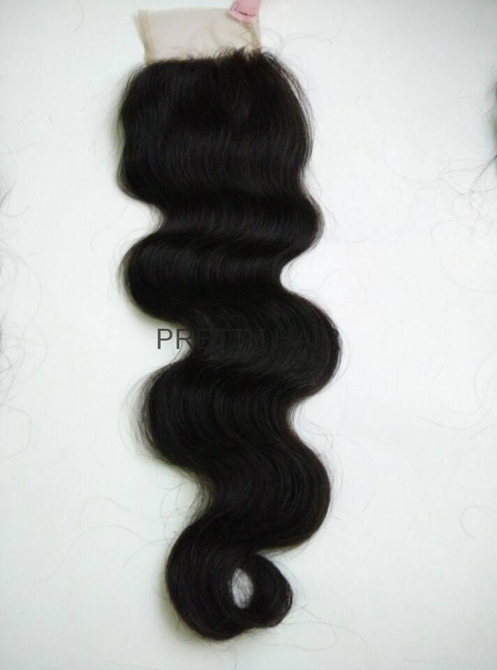 4x4 Natural Color Virgin Brazilian Hair Straight Lace closure 4