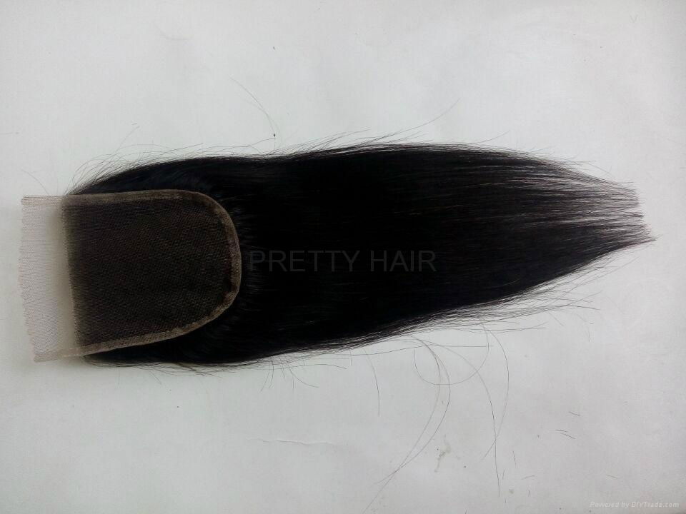 4x4 Natural Color Virgin Brazilian Hair Straight Lace closure 5