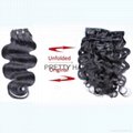 7A18inch 100% Brazilian Virgin Remy Clips In Human Hair Extensions 7pcs/set Full