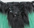 ombre 1b/green clip extension 14" 100g Brazilian straight ombre clip in hair