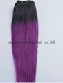 black and purple ombre clip in hair two tone colored clip in human hair 
