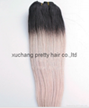 Ombre 1b/grey clip hair extension in Brazilian virgin hair