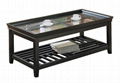 2PCS Wooden Tray Top Glass Espresso Coffee Table Sets 4