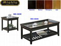 2PCS Wooden Tray Top Glass Espresso Coffee Table Sets 1