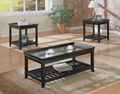 2PCS Wooden Tray Top Glass Espresso Coffee Table Sets