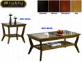 2PCS Living Room Walnut Modern Wood And Glass Coffee Table