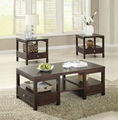 2PCS Espresso Living Room Chest Coffee Table With Storage