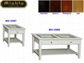 2PCS Wooden Glass Top White Coffee Table With Drawers