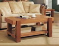 2PCS Wooden Living Room Natural Oak Block Wood Coffee Table