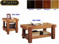 2PCS Wooden Living Room Natural Oak Block Wood Coffee Table