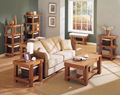 2PCS Wooden Living Room Natural Oak Block Wood Coffee Table