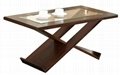 2PCS Wooden Espresso Living Room Folding Glass Coffee Table
