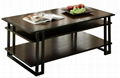 3PCS Espresso Double Strip Wood Large Funky Cool Coffee Tables