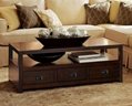 4PCS Wooden Living Room Reclaimed Walnut Retro Coffee Table Set