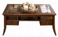 4PCS Wooden Walnut Antique Rustic Coffee Tables Glass