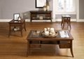 4PCS Wooden Walnut Antique Rustic Coffee Tables Glass